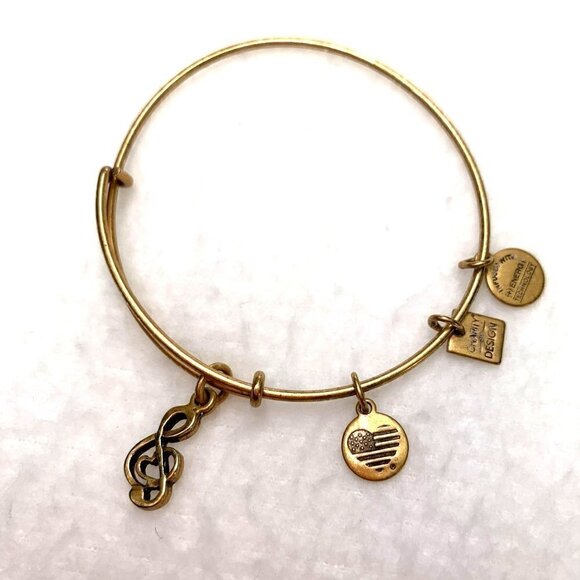 Alex and Ani Musical Note Charm Bracelet - Gold, Expands 2"- 3.5" - Picture 1 of 2